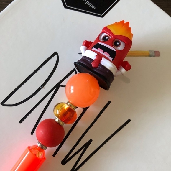 Disney Doorables: Inside Out: Anger handmade beaded pen - Picture 1 of 3